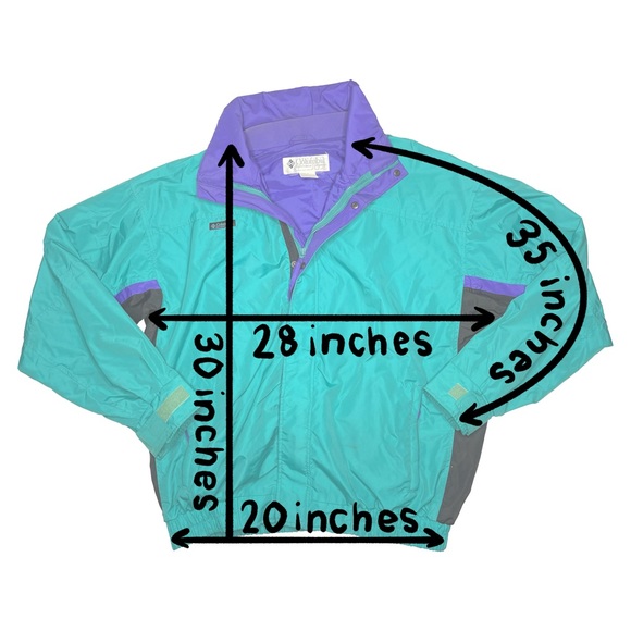 Vintage 90s Columbia Teal Purple Black Windbreaker Bugaboo Winter Ski Jacket - Picture 5 of 5